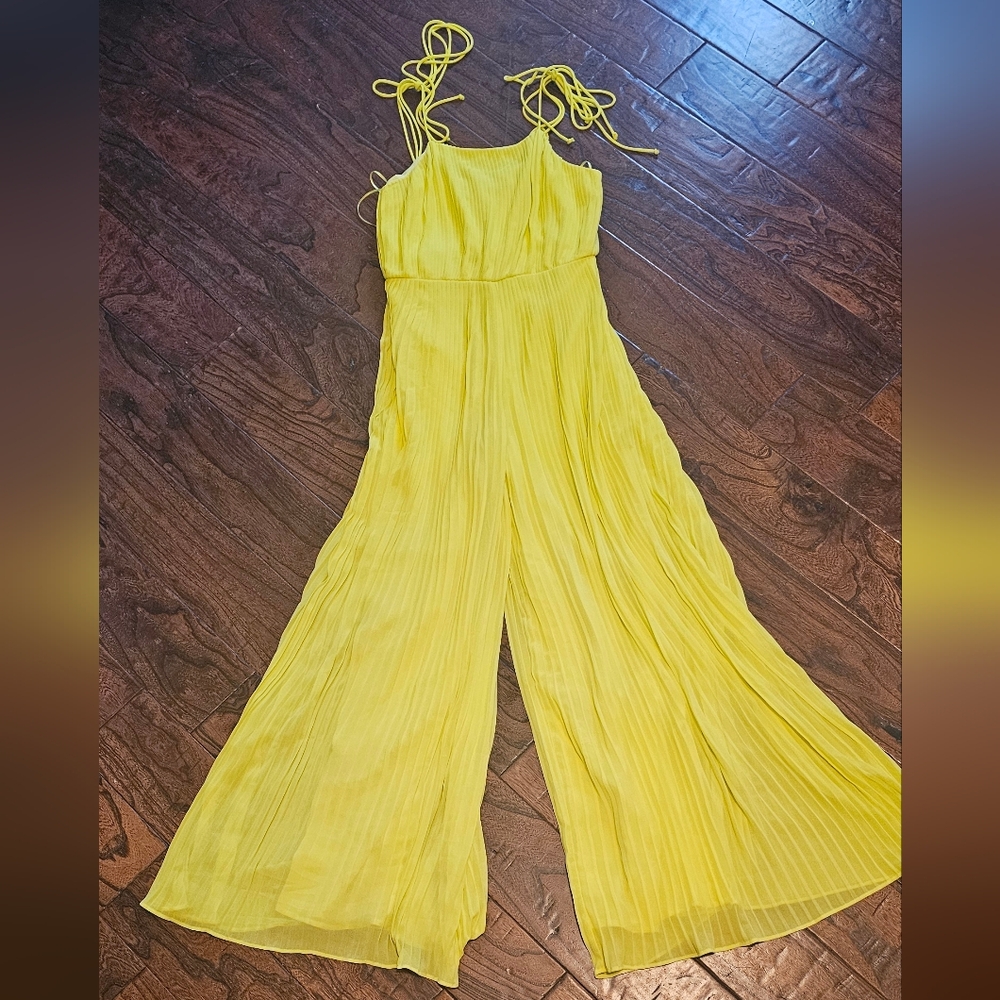 Yellow Women's Pleated Jumpsuit.